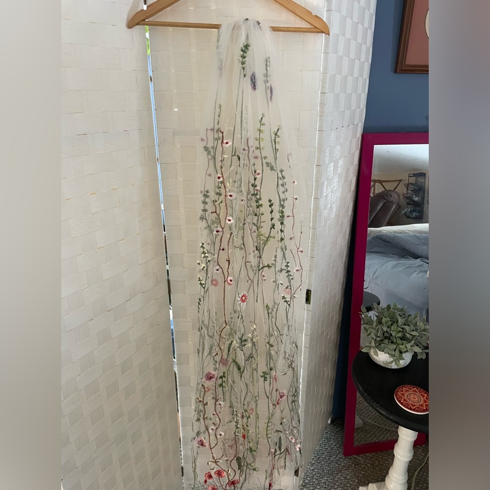Boho embroidered veil.
